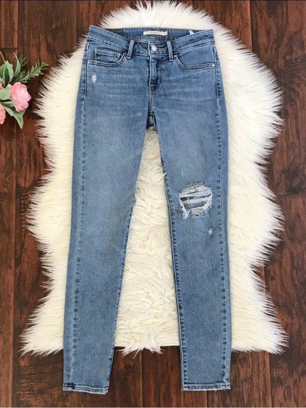 Levi's Light Blue Distressed Skinny Jeans